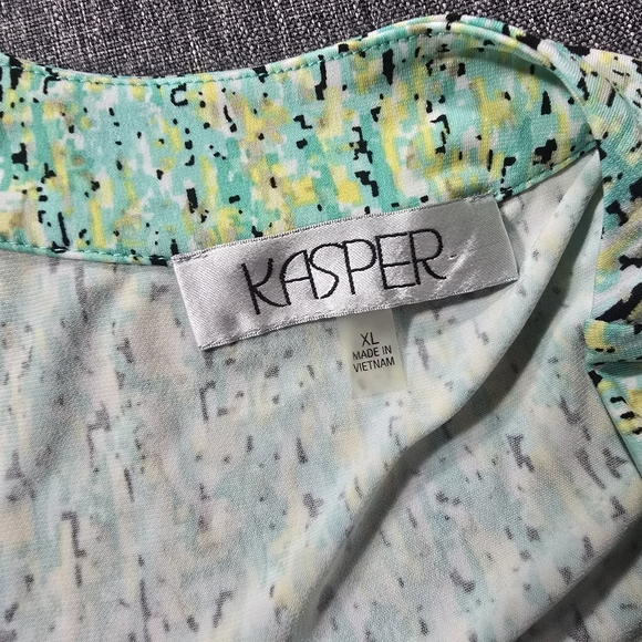 Kasper X-Large XL Mint Multicolored Patterned Blouse - Picture 4 of 6